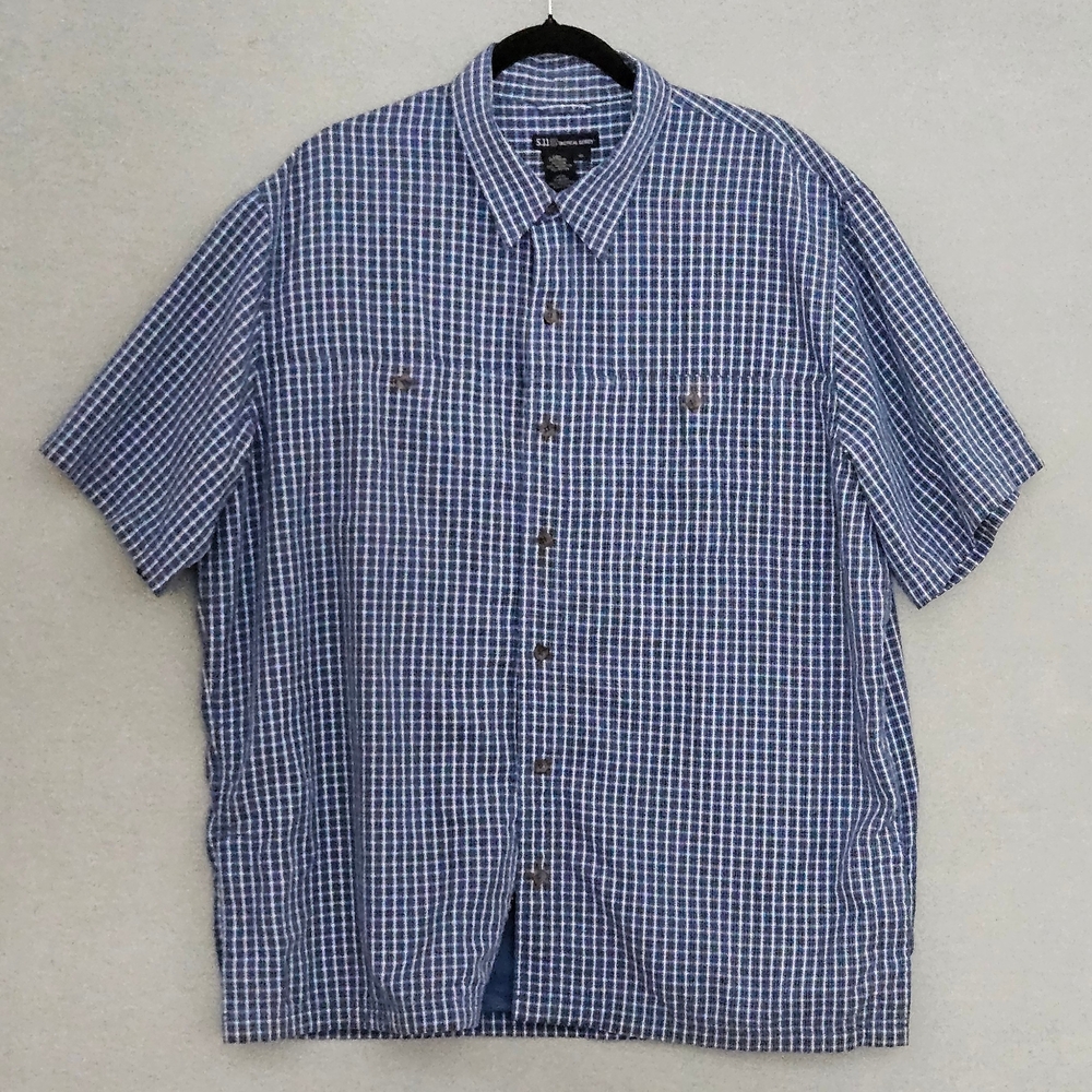 5.11 Tactical Blue Checkered Men's Shirt Size XL